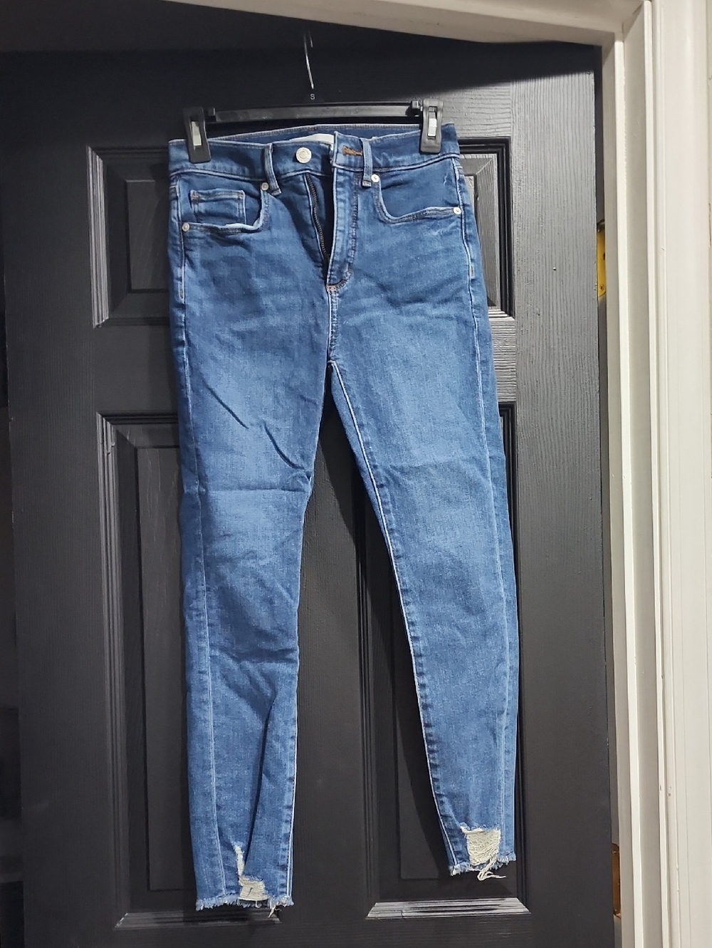 LOFT Light Blue Skinny Jeans with Distressed Ankles